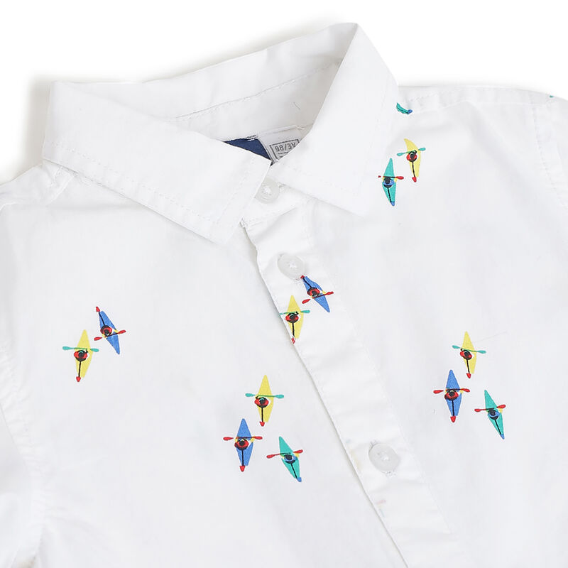 Boys White Printed Long Sleeve Shirt image number 2